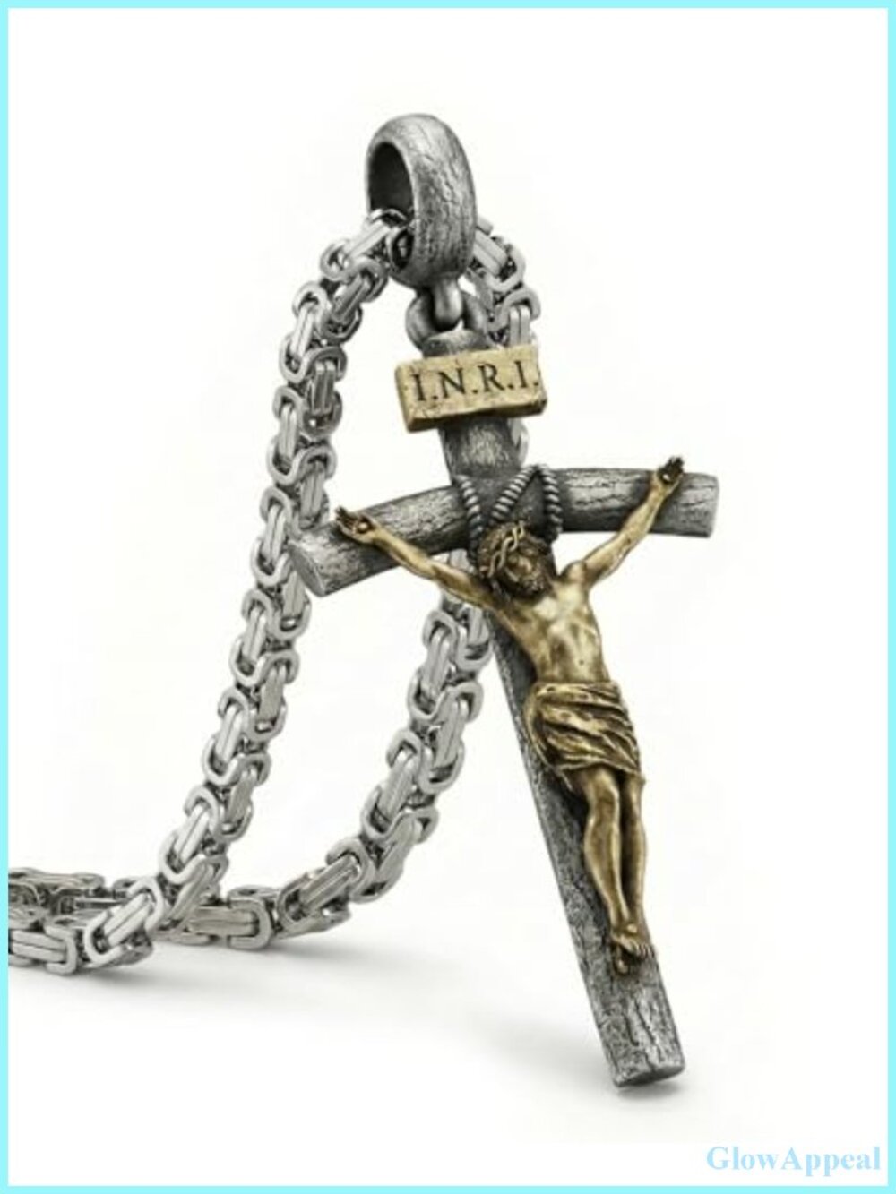 Vintage Gold Silver Brass Crucifix Necklace for Men Women